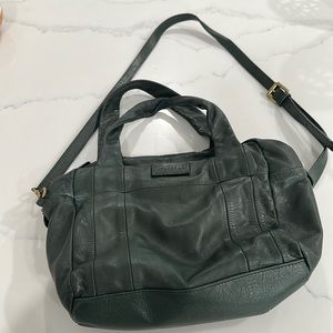 Cotelac olive green leather shoulder bag with adjustable strap